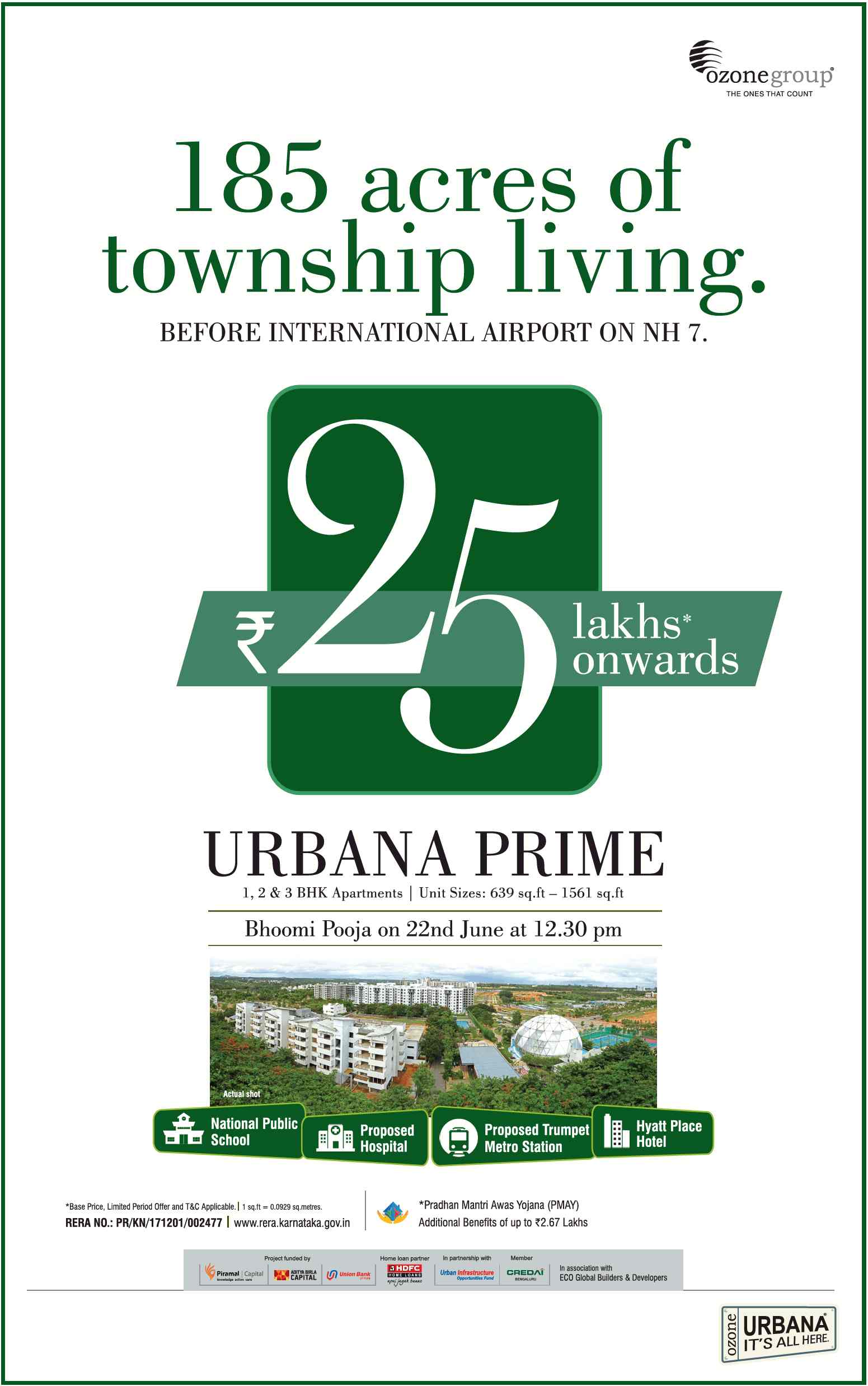 Book 1, 2 & 3 BHK apartments starting from Rs. 25 lakhs onwards at Ozone Urbana Prime in Bangalore